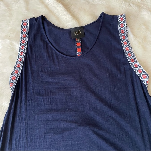 Tunic: Loose Casual Flowy Tank Top Navy w/ Orange - Picture 4 of 10